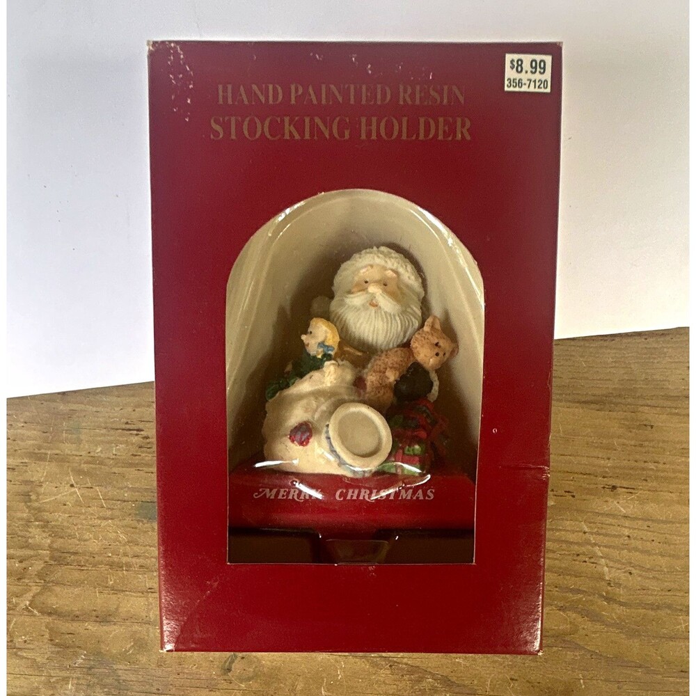 1997 Santaâs Workbench Hand Painted Resin Santa Christmas Stocking Holder